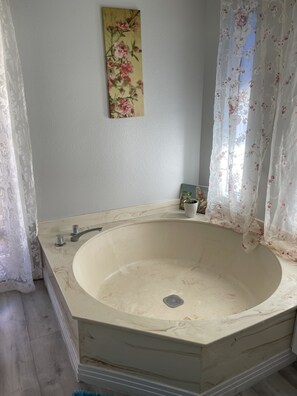 Master bed room  bathtub.