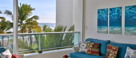 2nd Floor view to ocean and pool! Our balcony view.