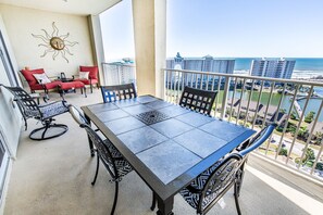 Enjoy a meal on the balcony