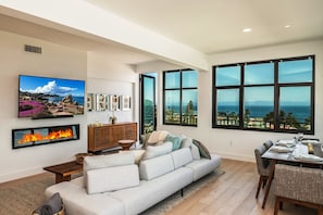 Great Room-  60-inch HDTV, Remote-Control Electric Fireplace