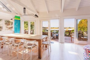 dining for 12 with sunset views over the water.