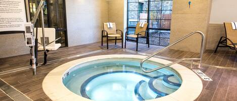 Soak sore muscles in the indoor hot tub.