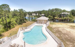 Community pool is large and relaxing