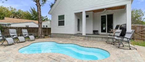 Cool off in the pool. Dip in and enjoy!  Fully fenced for your privacy.