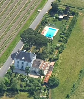 Aerial view of the Logis, just on the edge of the village of Epargnes.