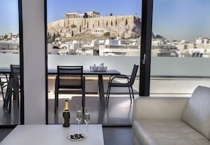 Acropolis View from the living room's sofa