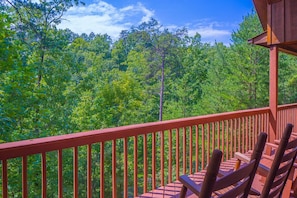 Instant ease - To immediately relax into the laid-back Smoky Mountain state of mind, all you have to do is bring a drink out to the deck, kick back on one of the rockers, and take a deep breath of the fresh mountain air.