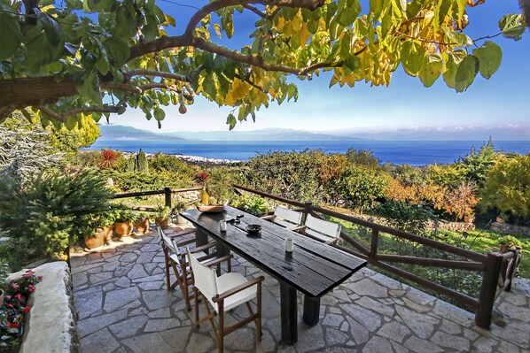 Our veranda with a majestic view on the Corinthian Gulf