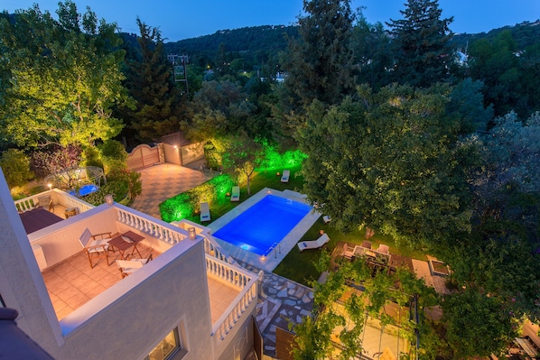 Night panoramic view from balcony