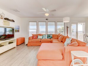 Living Room - Deck Access and Beach Views