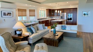 Family room looking toward kitchen & dining nook.
