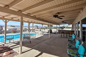 Patio Area | Outdoor Dining | Private Pool | Lake & Mountain Views