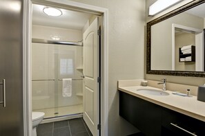 Get ready for your day in the bathroom.