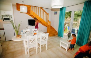 Enjoy a delicious homemade meal in the dining area with seating for your group.