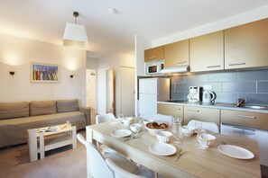 Enjoy a tasty meal at the dining table.