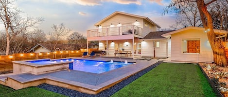 This backyard is the perfect place to enjoy Austin's wonderful weather during the day or to relax with your friends and family at night.