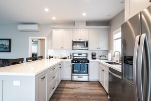 Kitchen has plenty of counter space for prepping food