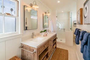 Dual vanities for plenty of counter and sink space