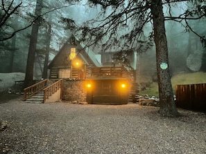 Twin Pines Colorado Cabin at dusk in late October.