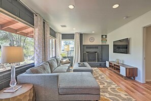 Relax in the living room after a long day outside.