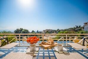 Dine on the charming breakfast terrace