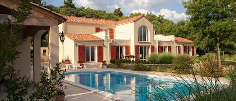 South facing villa and pool. 