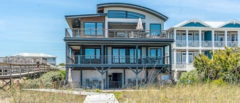 Beachside view of property