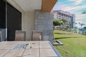 the patio with its dining table