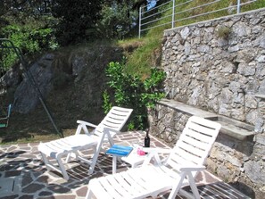 Property, Wall, House, Stone Wall, Tree, Room, Building, Cottage, Landscape, Chair