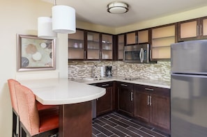 Tuck into a great snack you’ve prepared in your kitchenette.