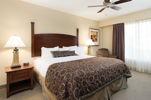 Relax on the comfy bed after a day outside.