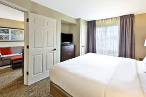 Relax on the comfy bed after a day outside.