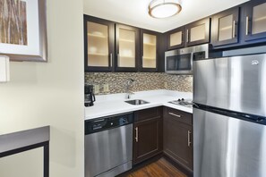 Tuck into a great snack you’ve prepared in your kitchenette.