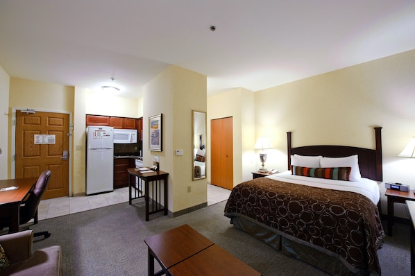Drift to sleep in this plush bed.