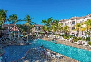 THE NORTH POOL IS SURROUNDED BY MAJESTIC KING PALMS & LARGE 8 PERSON JACUZZI.