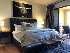 Master Bedroom with king bed, ensuite bath and ocean views 