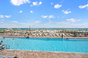 Relax in this gulf front zero entry pool. 
