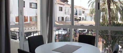 Dine with lovely views of the Villamartin Plaza