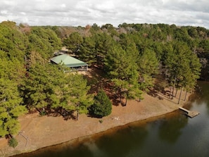 Another view of the house overlooking the lake and fishing dock