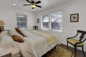 Master Bedroom has Chairs and Closet for Setting and Storing your things during your Stay