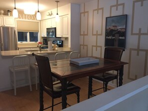 Dining area, with counter seating for quick meals and conversations.