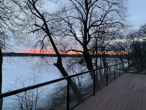 Large main floor deck overlooking the lake