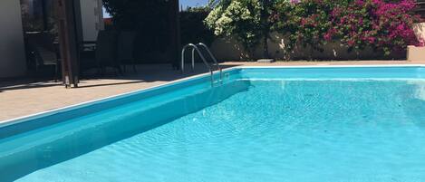 Larger than average 8m x 4m swimming pool with steps