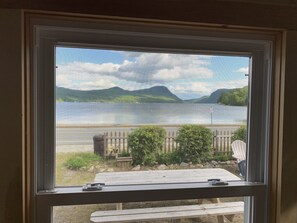 View from our porch window to the beach 