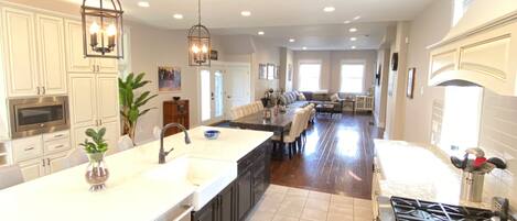 Kitchen with massive island and seating open to the dining room (seats 6)