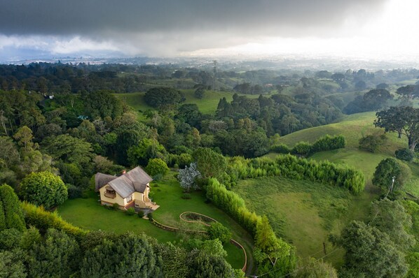 Plenty of space & lush beauty all  around.  Incredible view of city of San Jose.