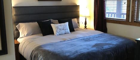 Brand new King Bed with headboard & comfy linens