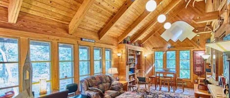 Cabin Living Room: Our Architect, turned Innkeeper,  is known for his amazing, energy efficiency designs. Talk to him about your ideas, as he draws  around the way you live, work & play, balancing beauty, aspirations & your environment.