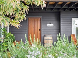 A charming facade welcomes you inside.