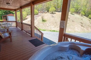 Covered deck hot tub...